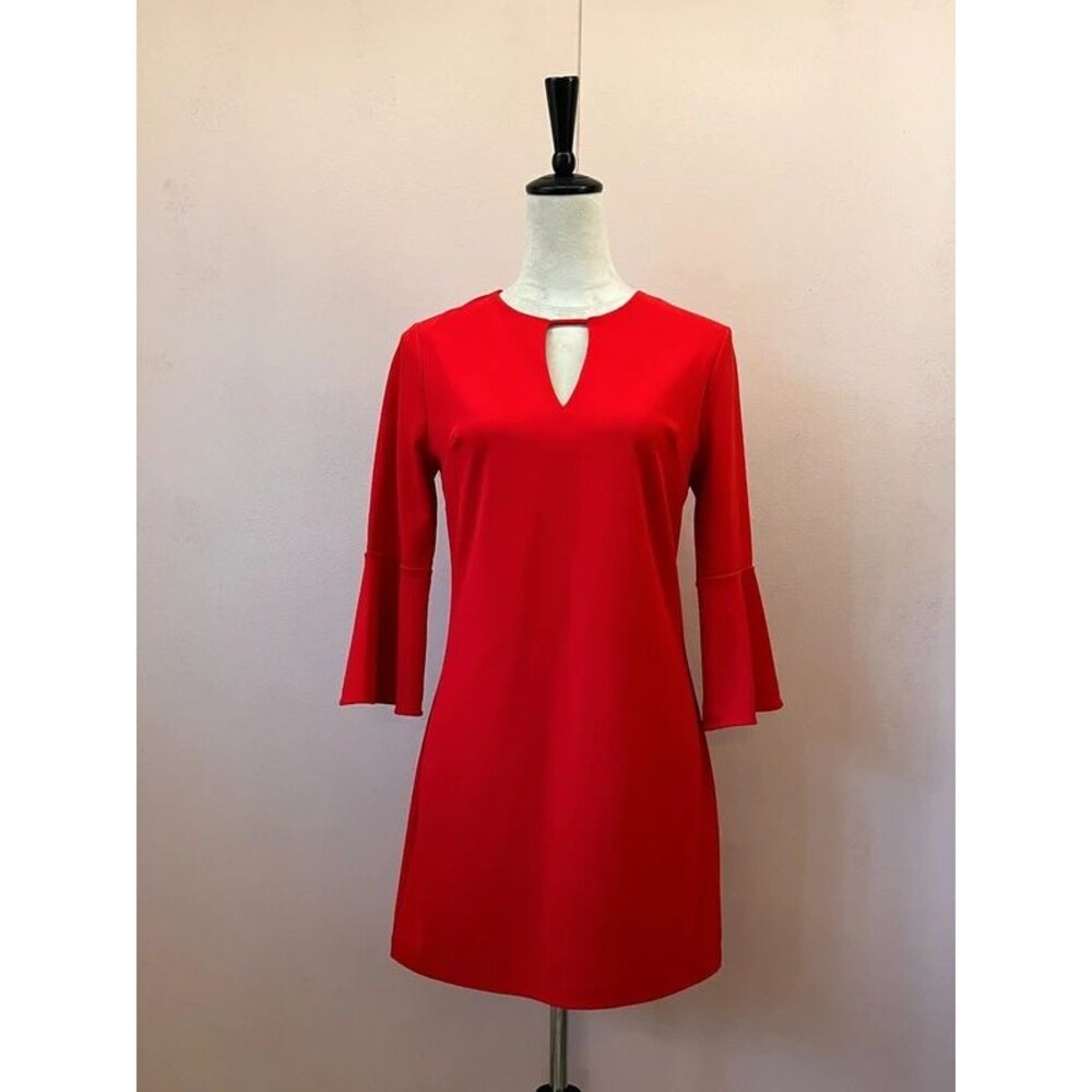 Express Red Bell Sleeve Holiday Dress PS